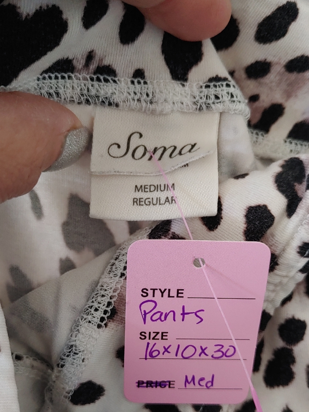 Like New Soma Medium Black/brown Cheetah Print Long Sleeve Pajama Set - Picture 9 of 9